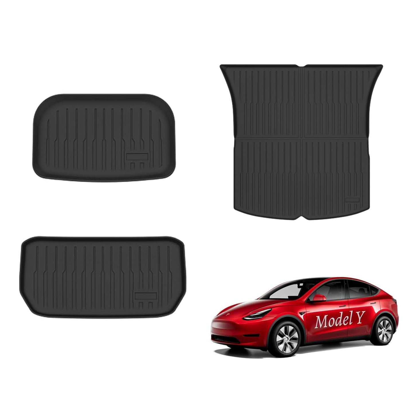 Tesla Model Y Front Trunk Mats & Rear Trunk Mats (for 5 Seats), TPE Waterproof All-Weather Protect Cargo Liner Compatible with 2021-2024 Tesla Model Y (for 5 Seats)