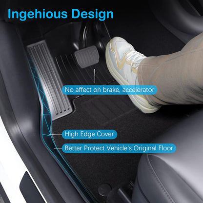 All Weather Waterproof TPE Floor Mat with Removable Anti-Slip Carpet for Tesla Model Y 2021-2024