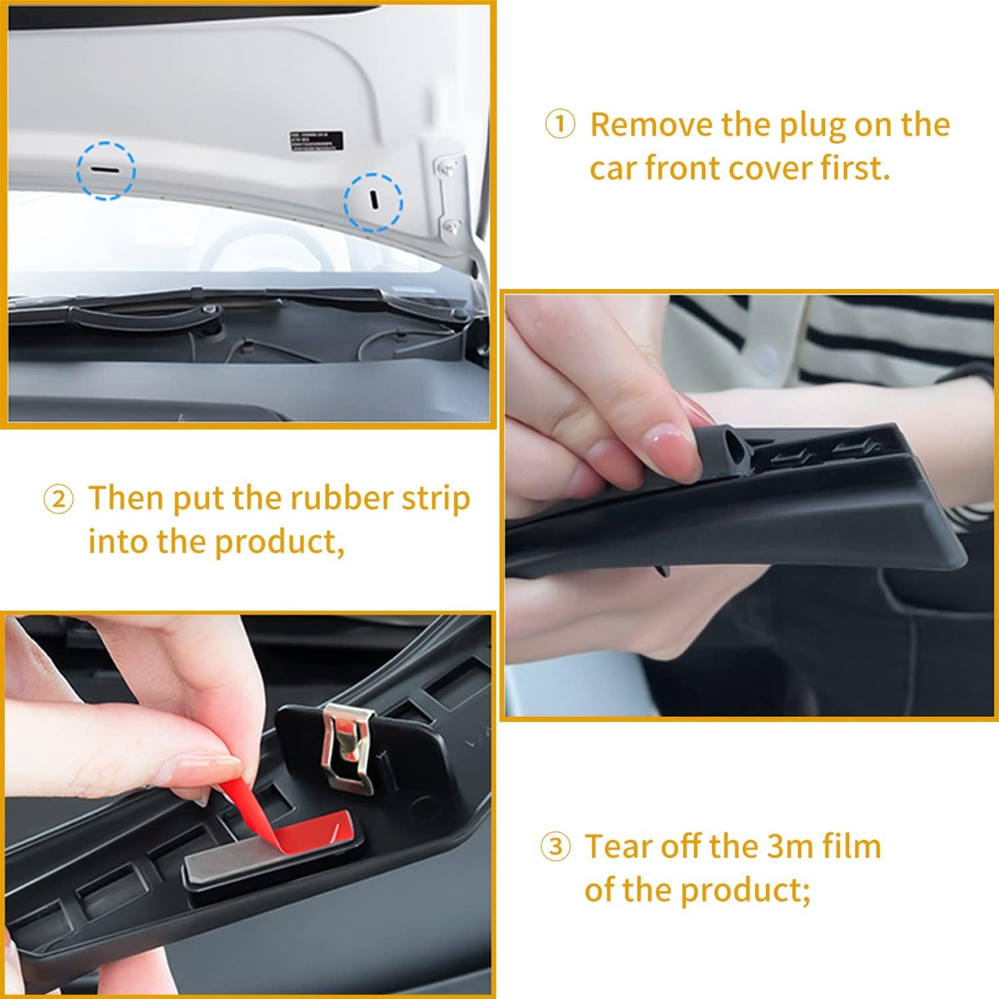 Front Hood Weather Strip Rubber Seal Protector Guard Strip for Tesla Model 3 2017-2023