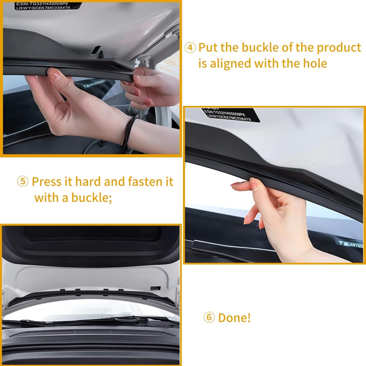 Front Hood Weather Strip Rubber Seal Protector Guard Strip for Tesla Model 3 2017-2023