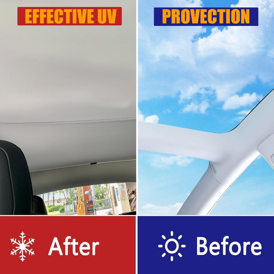 Sunshade Front & Rear Glass Roof for Tesla Model Y 2021-2024