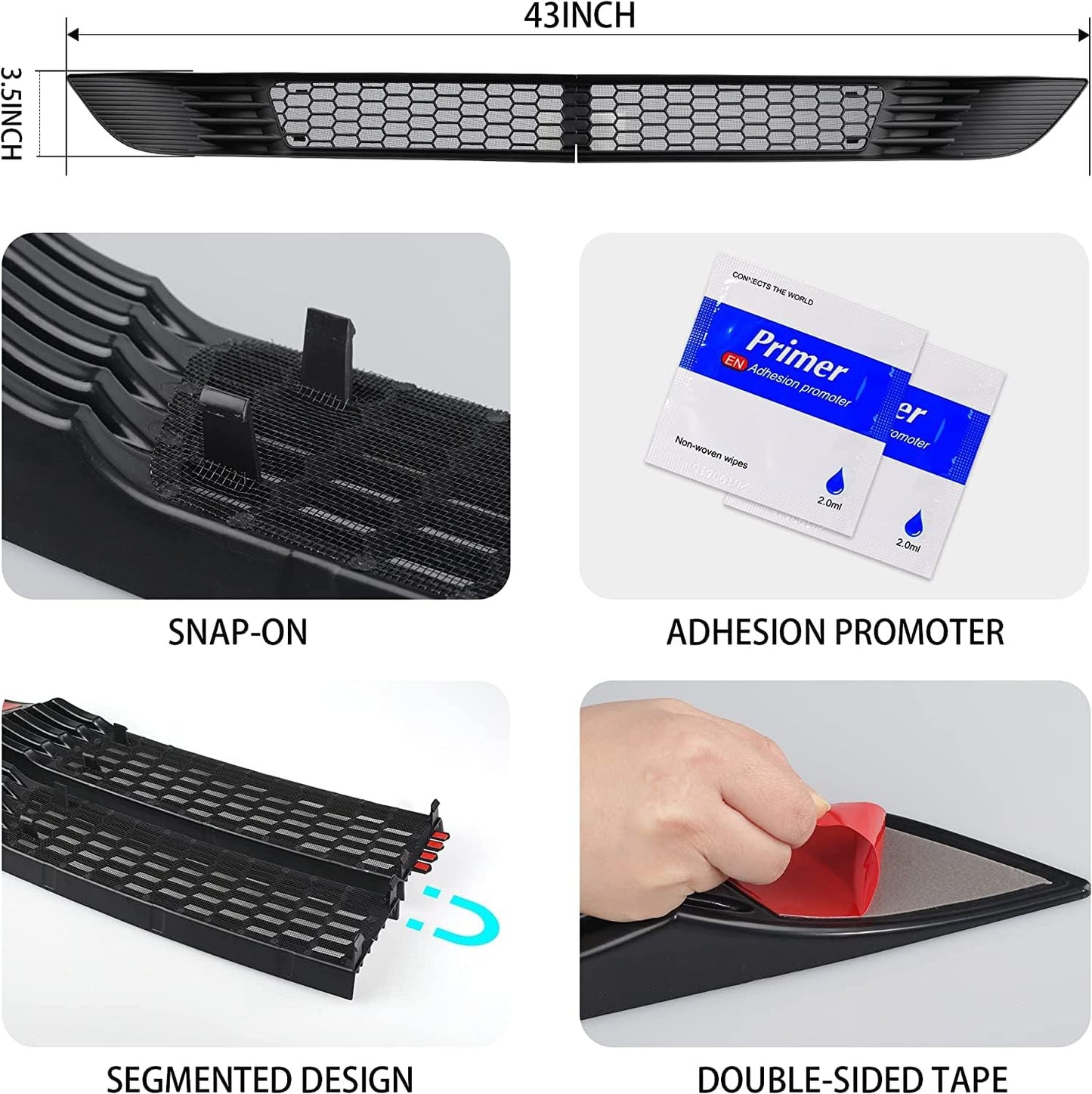Car Front Air Flow Vent Inlet Intake Grill Mesh Grille Grid Protection Cover for Tesla Model Y (2021-2024)