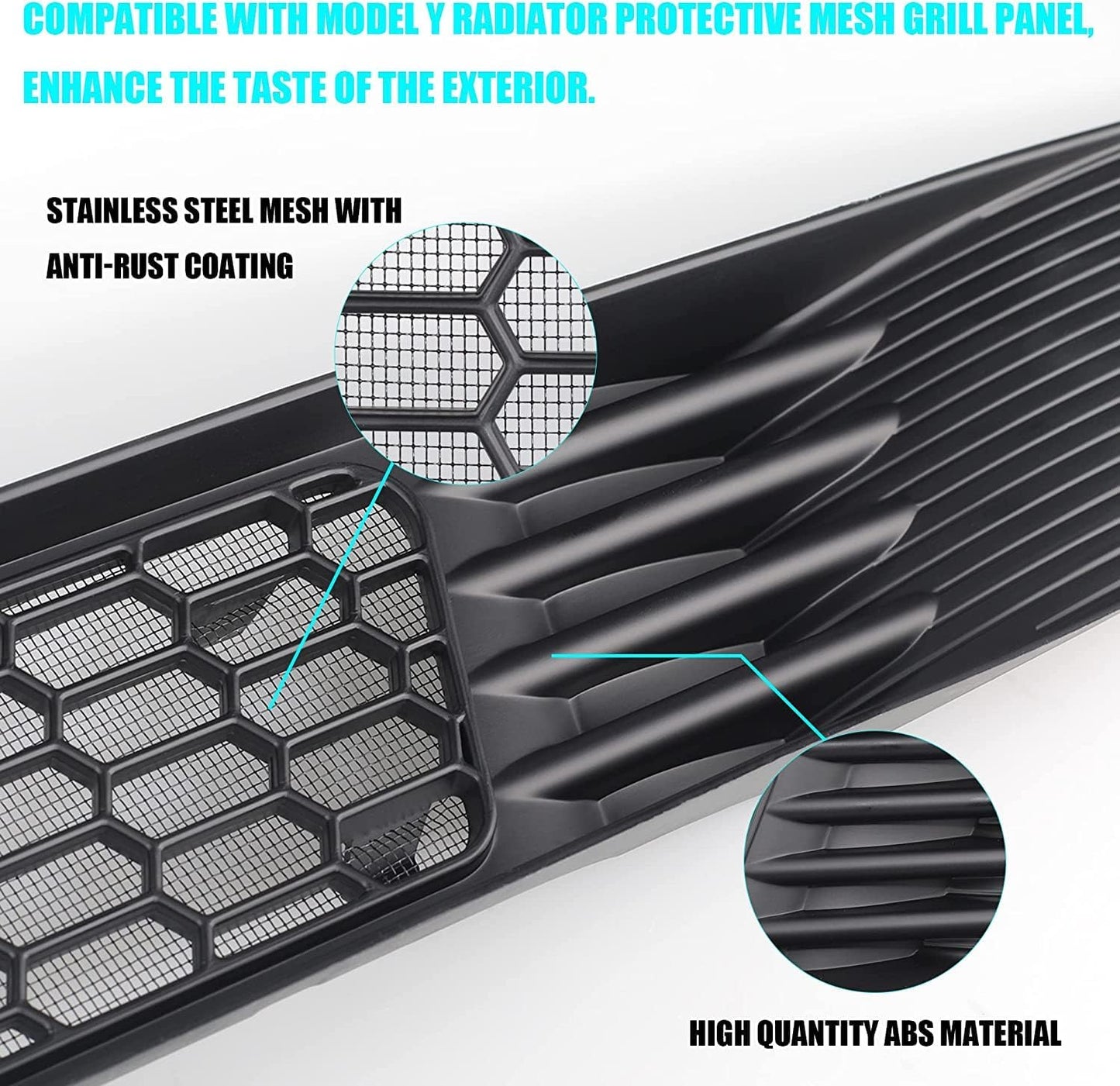 Car Front Air Flow Vent Inlet Intake Grill Mesh Grille Grid Protection Cover for Tesla Model Y (2021-2024)